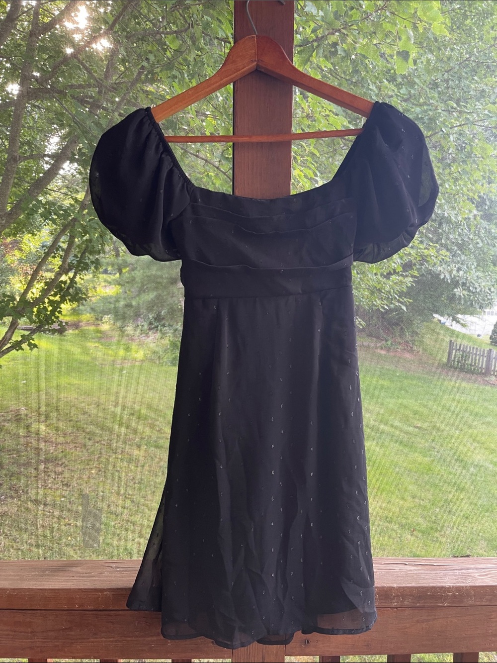 Francesca's Collections Black Puff-Sleeve Mini Dress